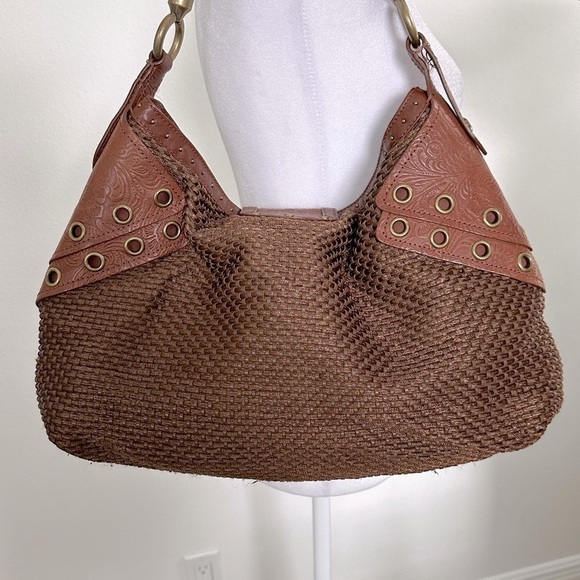 Vintage Cole Haan leather and woven thread Handbag. Brass de… - Picture 3 of 11